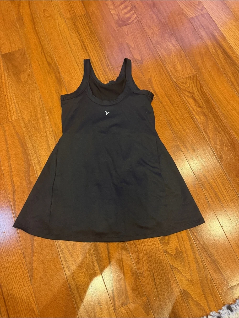 Girl’s Athletic Black Tank Top Dress with built in shorts and a phone pocket